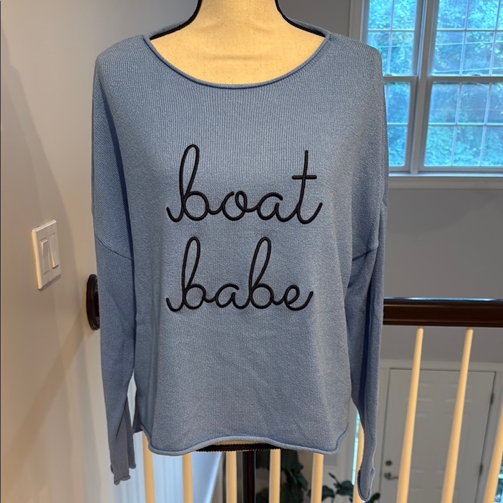 Mia & Tess Light Blue “boat babe” Sweater